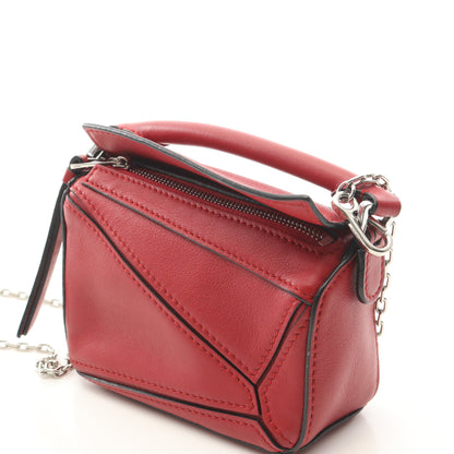 パズルバッグ ナノ 2WAY ハンドバッグ レザー レッド ロエベ バッグ LOEWE