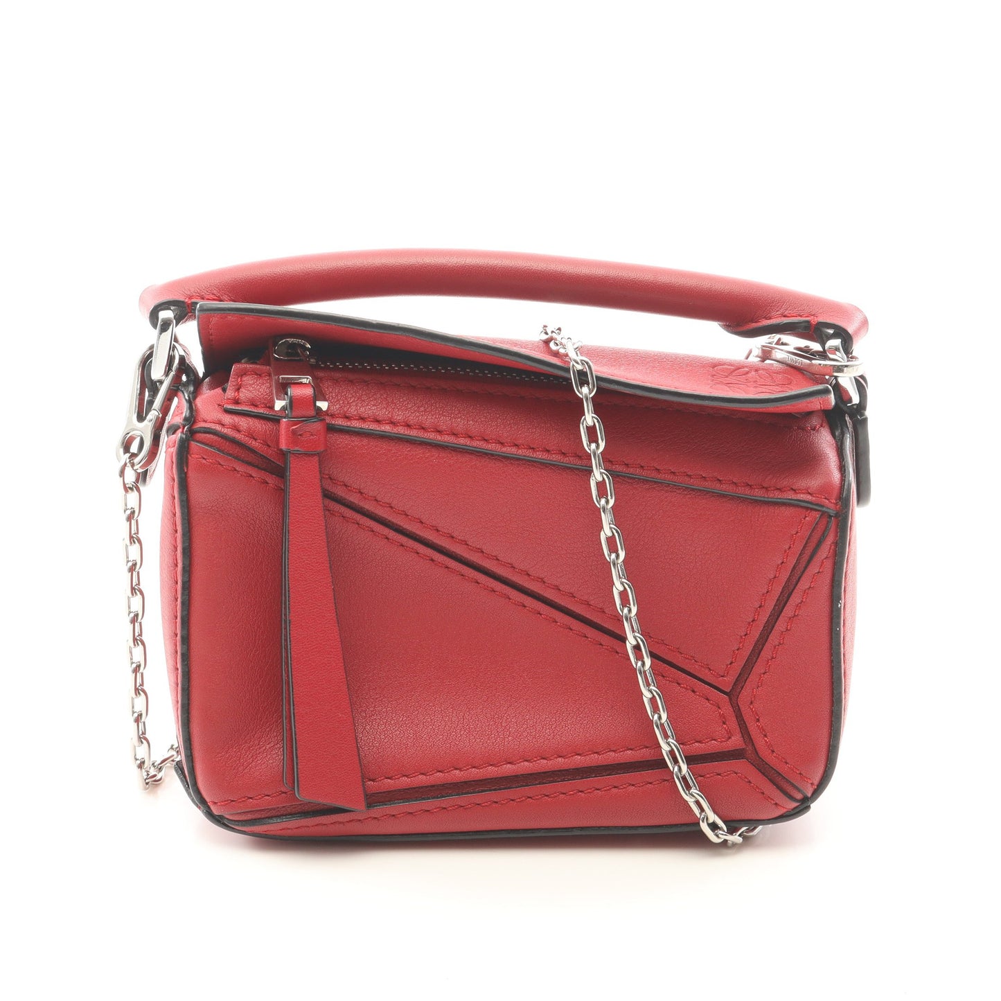 パズルバッグ ナノ 2WAY ハンドバッグ レザー レッド ロエベ バッグ LOEWE