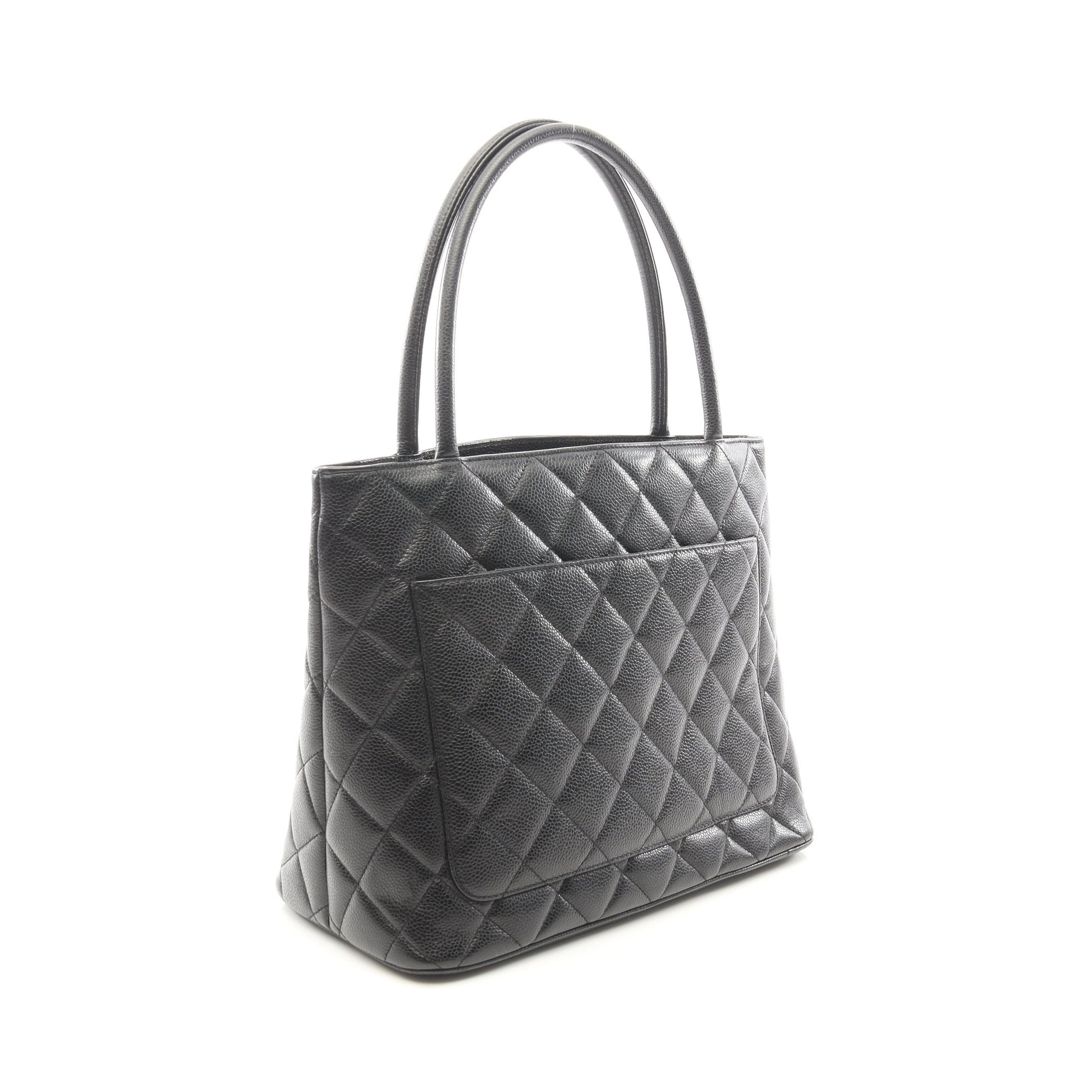 復刻トート ハンドバッグ トートバッグ キャビアスキン ブラック シルバー金具 シャネル バッグ CHANEL