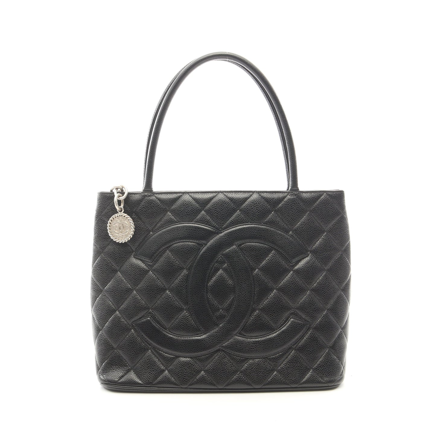 復刻トート ハンドバッグ トートバッグ キャビアスキン ブラック シルバー金具 シャネル バッグ CHANEL