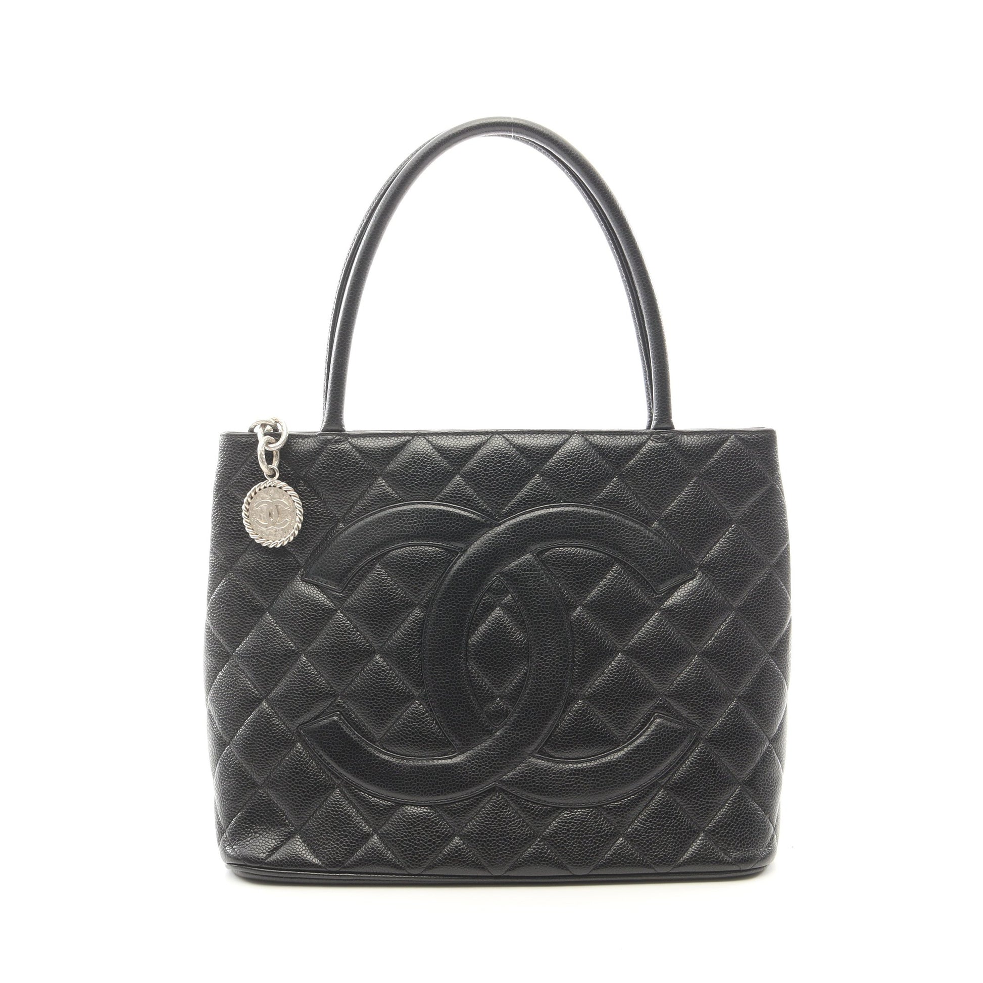 復刻トート ハンドバッグ トートバッグ キャビアスキン ブラック シルバー金具 シャネル バッグ CHANEL