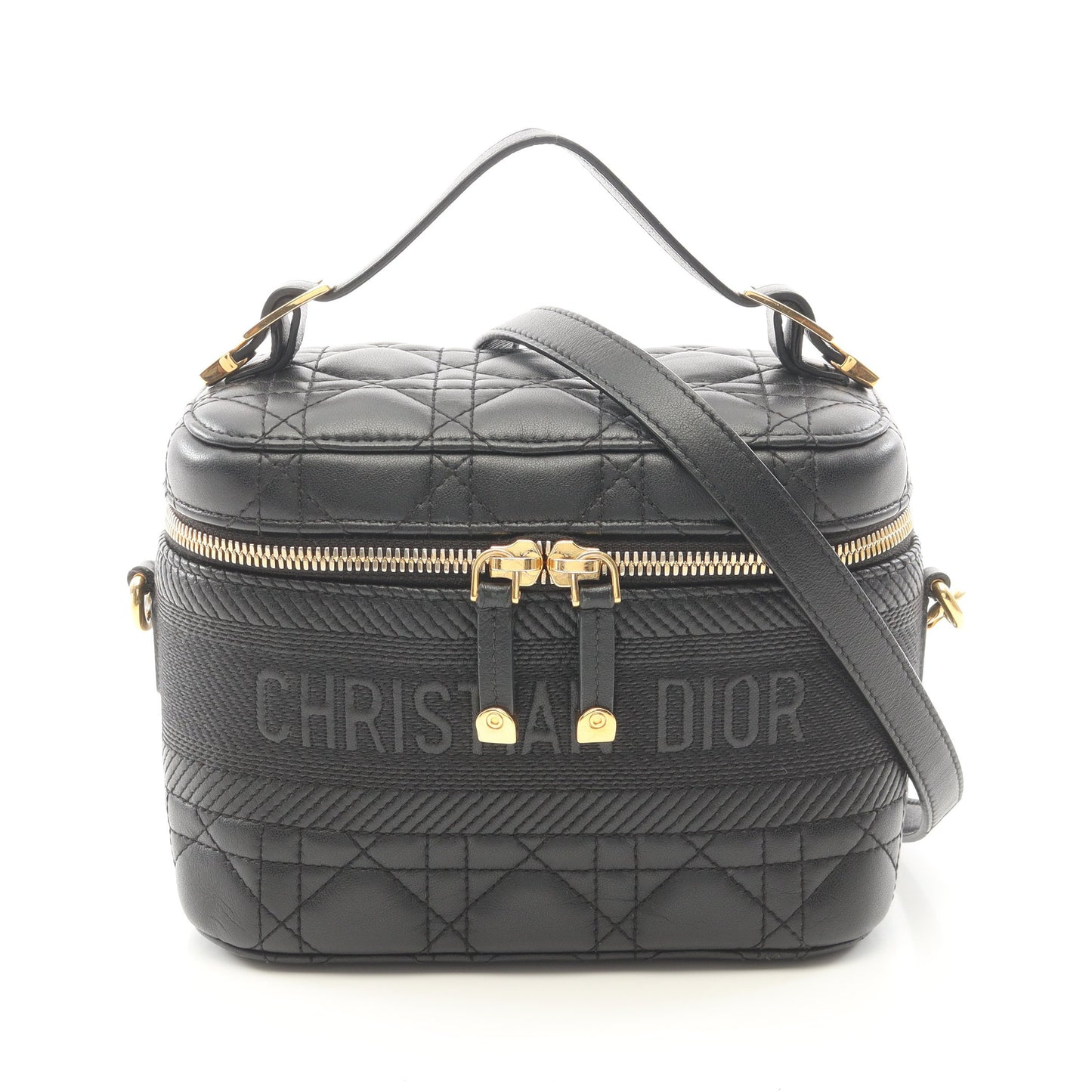 DIORTRAVEL スモール ヴァニティ カナージュ 2WAY ハンドバッグ バニティバッグ ラムスキン ブラック クリスチャンディオール バッグ Christian Dior
