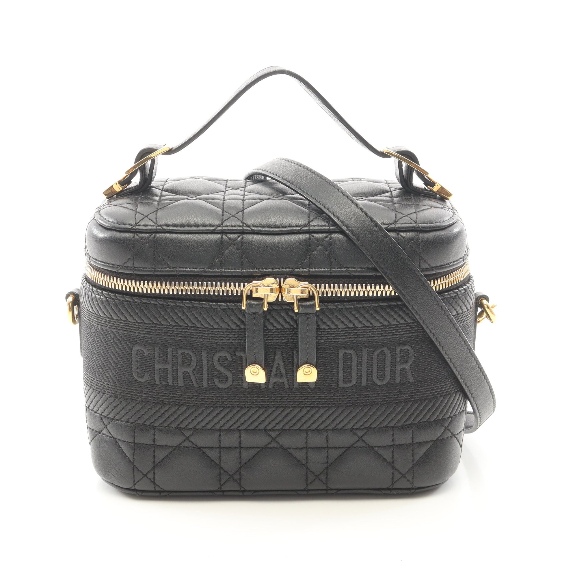 DIORTRAVEL スモール ヴァニティ カナージュ 2WAY ハンドバッグ バニティバッグ ラムスキン ブラック クリスチャンディオール バッグ Christian Dior