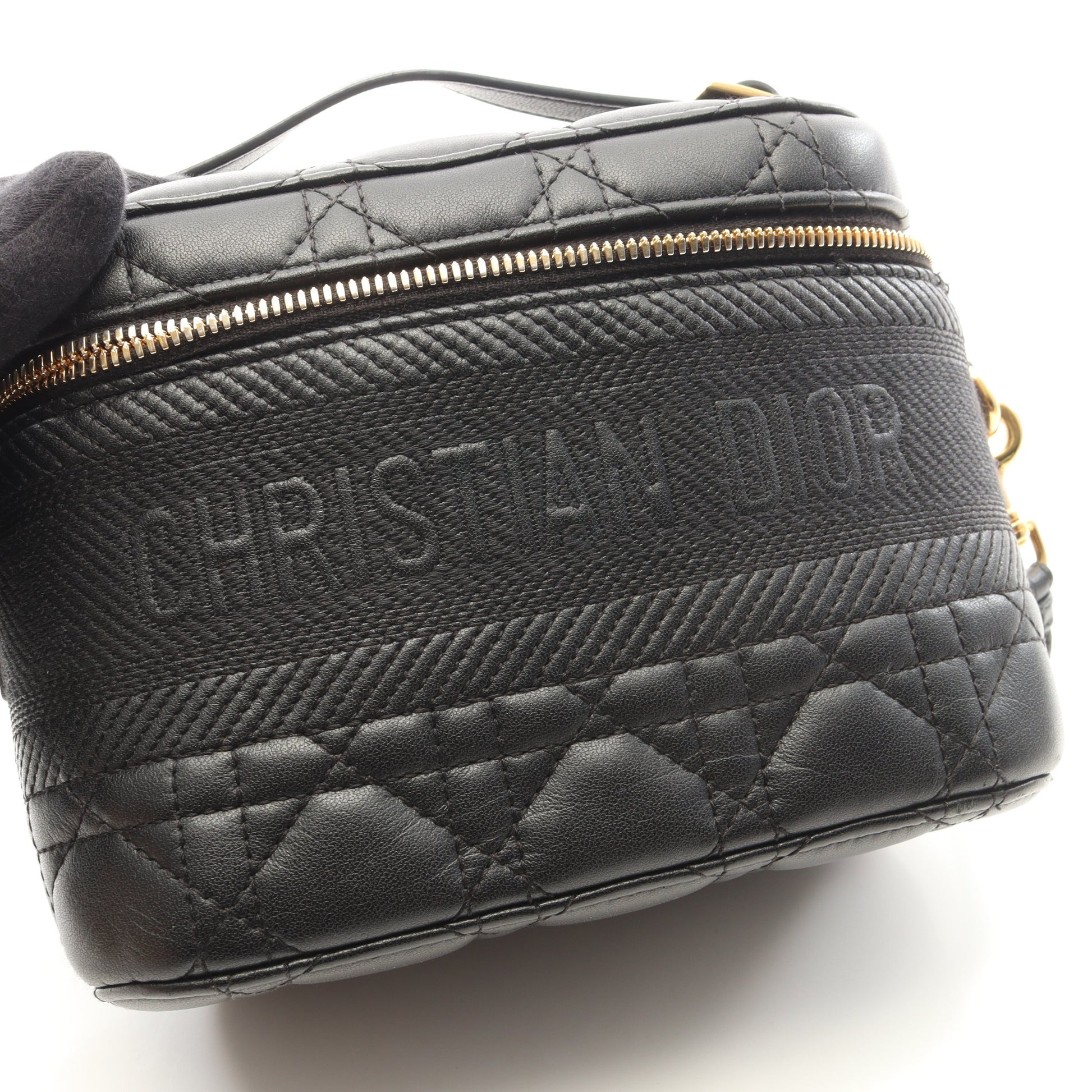 DIORTRAVEL スモール ヴァニティ カナージュ 2WAY ハンドバッグ バニティバッグ ラムスキン ブラック クリスチャンディオール バッグ Christian Dior