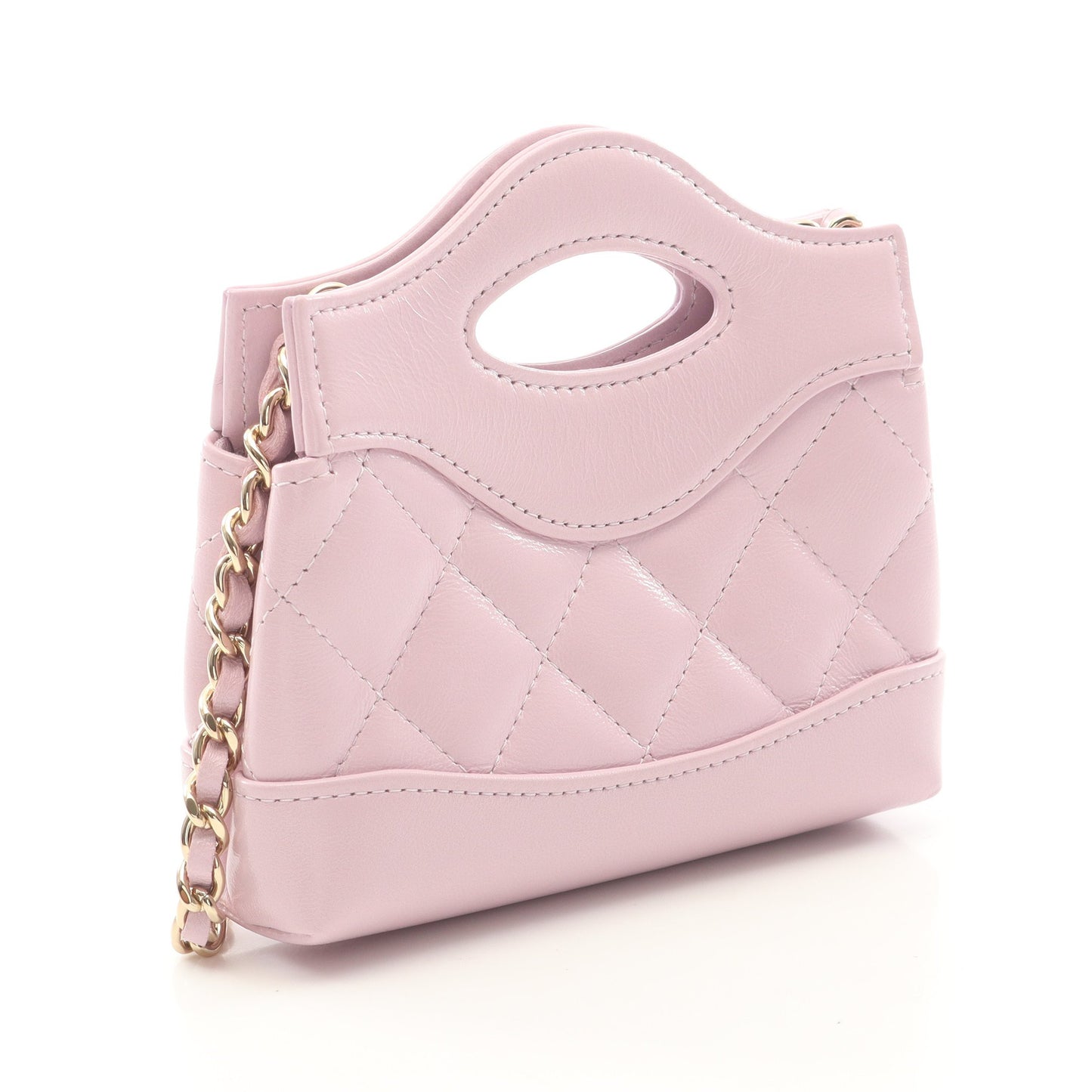Chanel 31 チェーン クラッチ マトラッセ チェーンショルダーバッグ レザー ライトピンク ゴールド金具 シャネル バッグ CHANEL