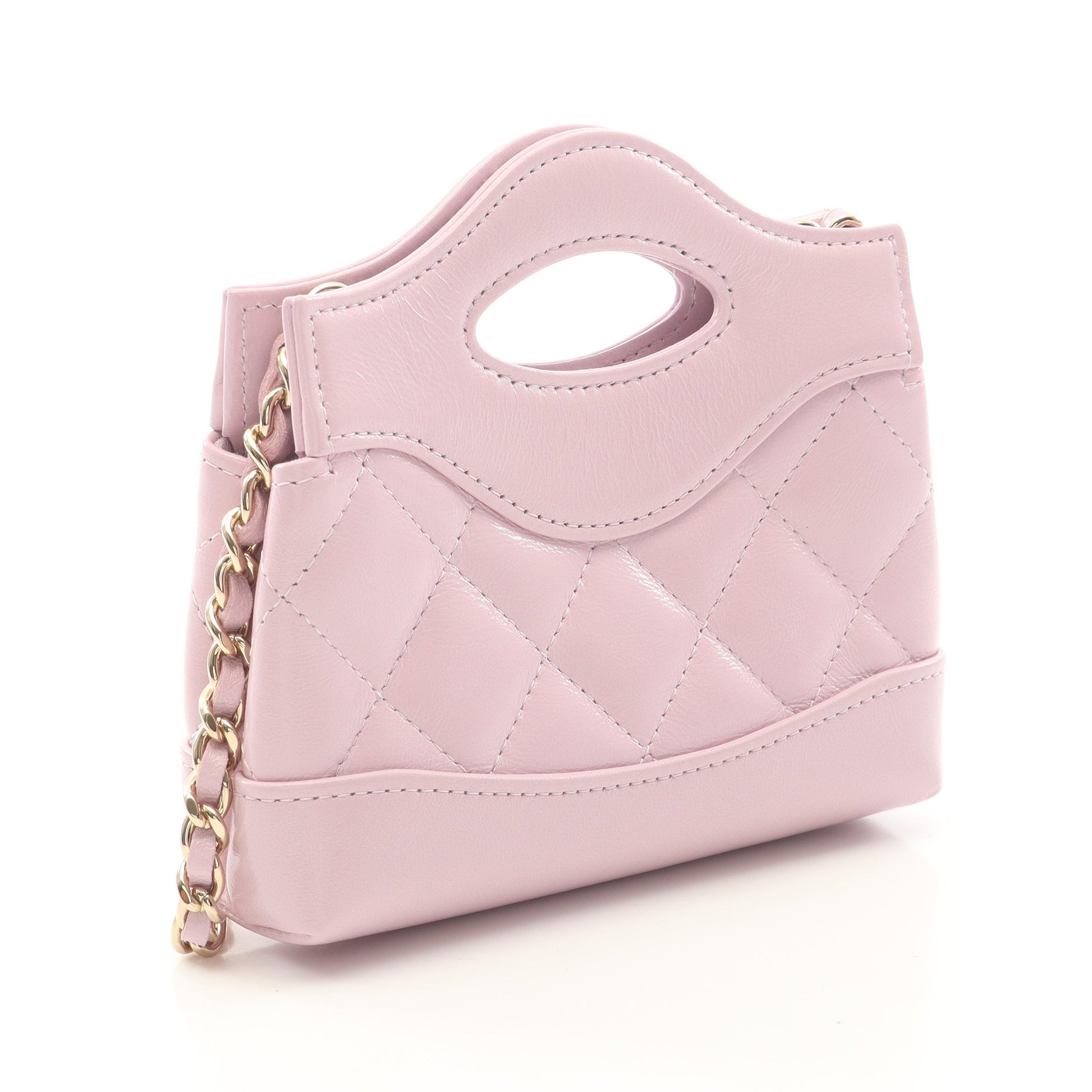 Chanel 31 チェーン クラッチ マトラッセ チェーンショルダーバッグ レザー ライトピンク ゴールド金具 シャネル バッグ CHANEL