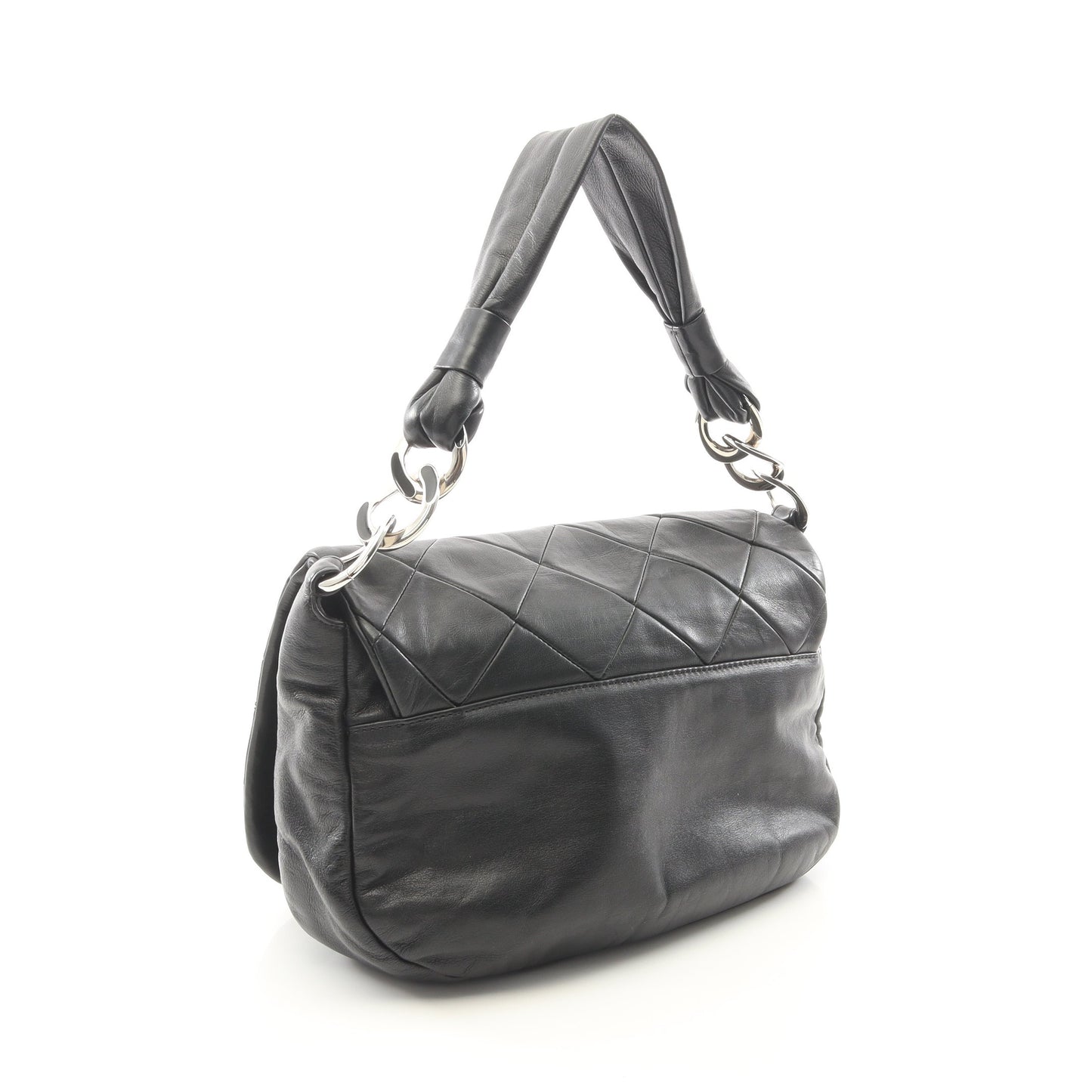 マトラッセ ワンショルダーバッグ ラムスキン ブラック シルバー金具 シャネル バッグ CHANEL