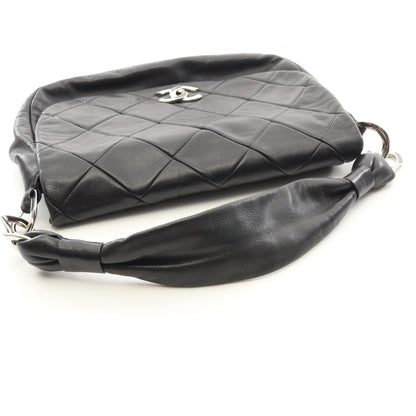 マトラッセ ワンショルダーバッグ ラムスキン ブラック シルバー金具 シャネル バッグ CHANEL
