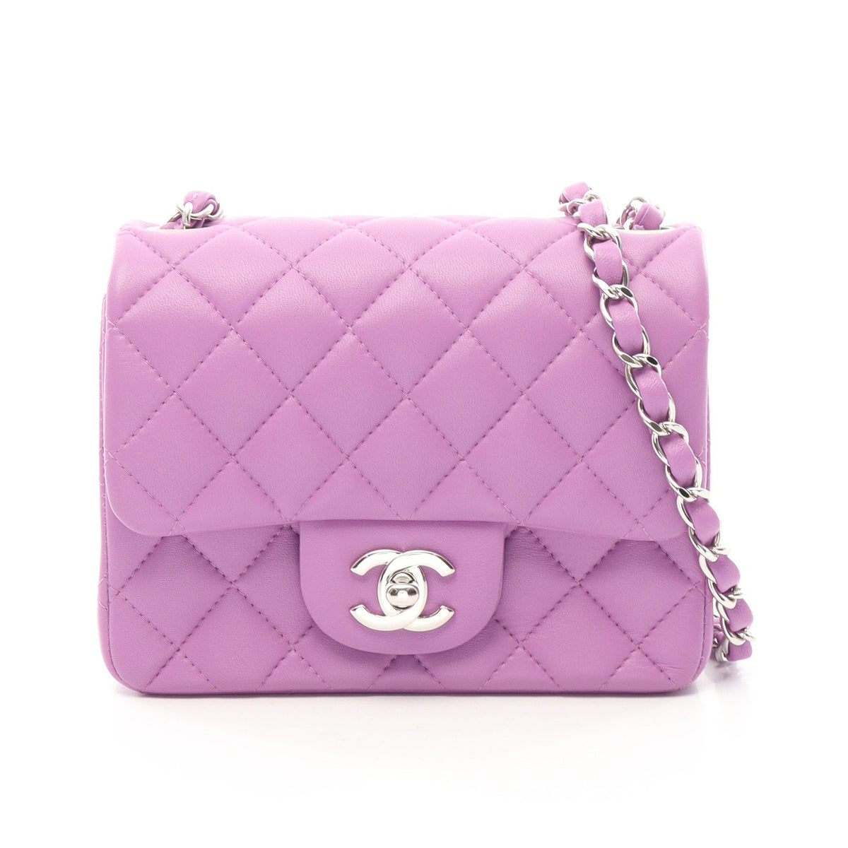 CHANEL 紫ファー チェーンフラットバッグ | ヤマダウェブコム