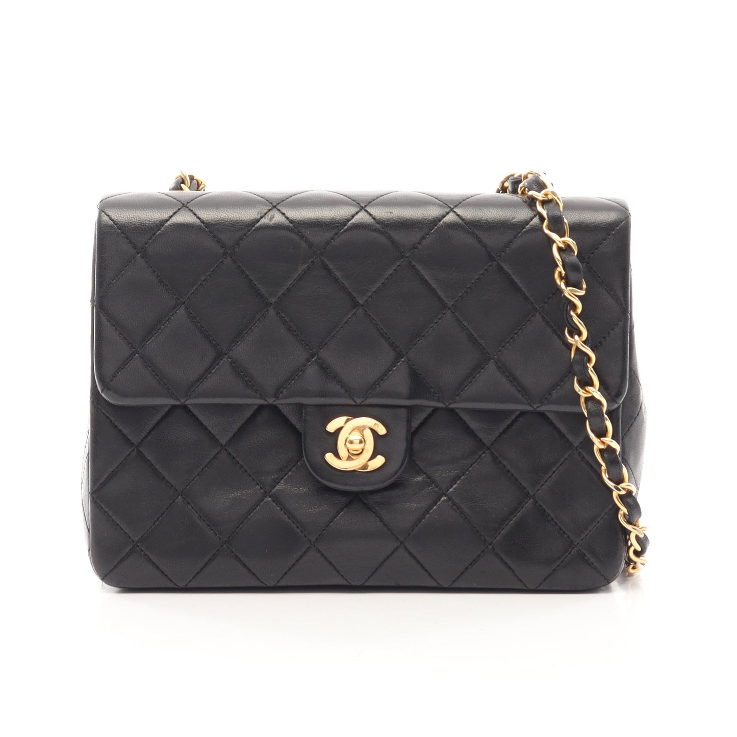 ミニマトラッセ20 チェーンショルダーバッグ ラムスキン ブラック ゴールド金具 ヴィンテージ シャネル バッグ CHANEL