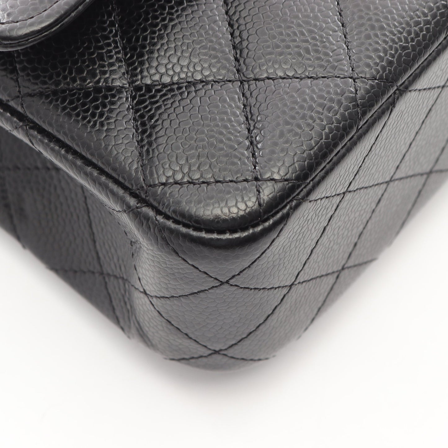 マトラッセ Wフラップ Wチェーンショルダーバッグ キャビアスキン ブラック シルバー金具 シャネル バッグ CHANEL