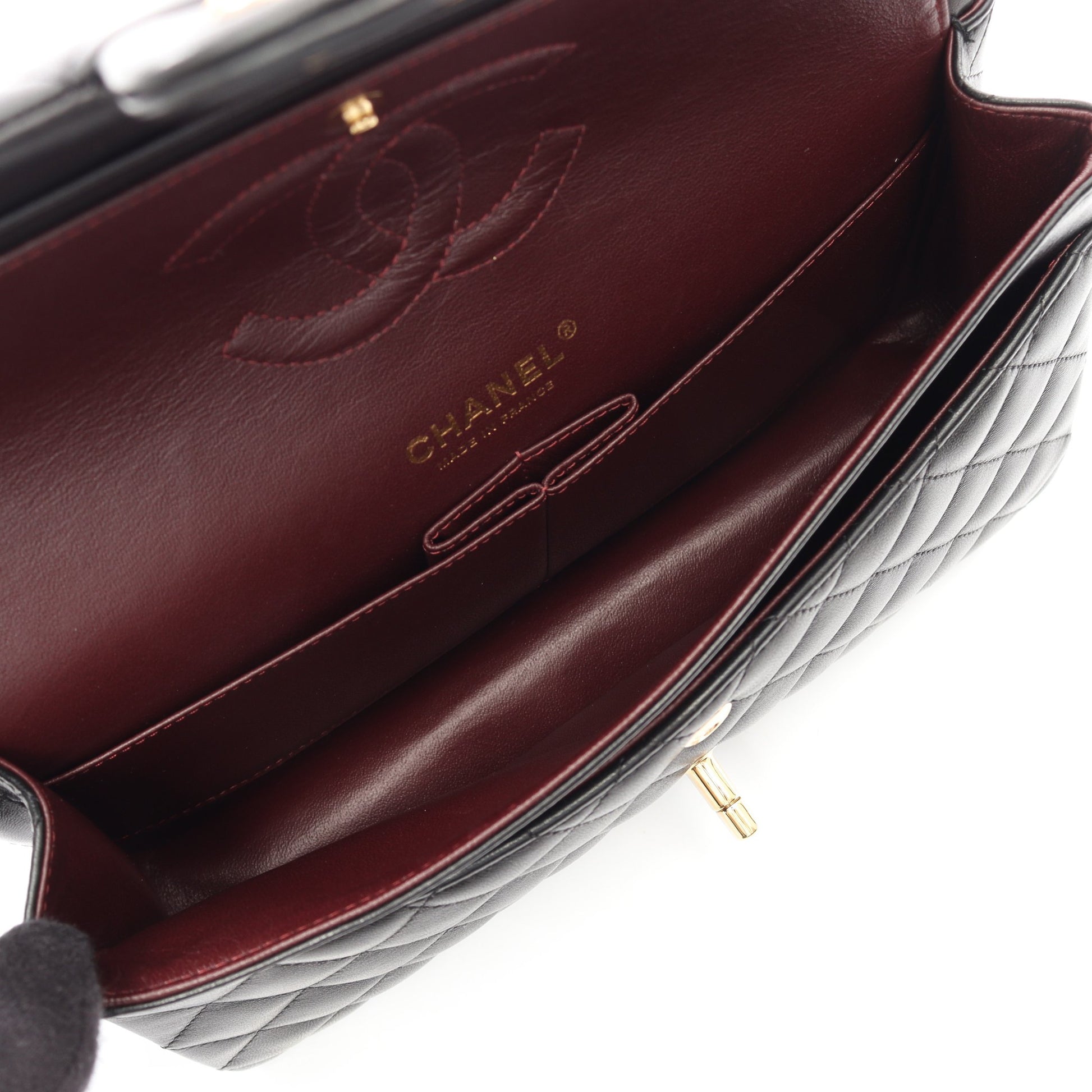 マトラッセ Wフラップ Wチェーンショルダーバッグ ラムスキン ブラック ゴールド金具 シャネル バッグ CHANEL