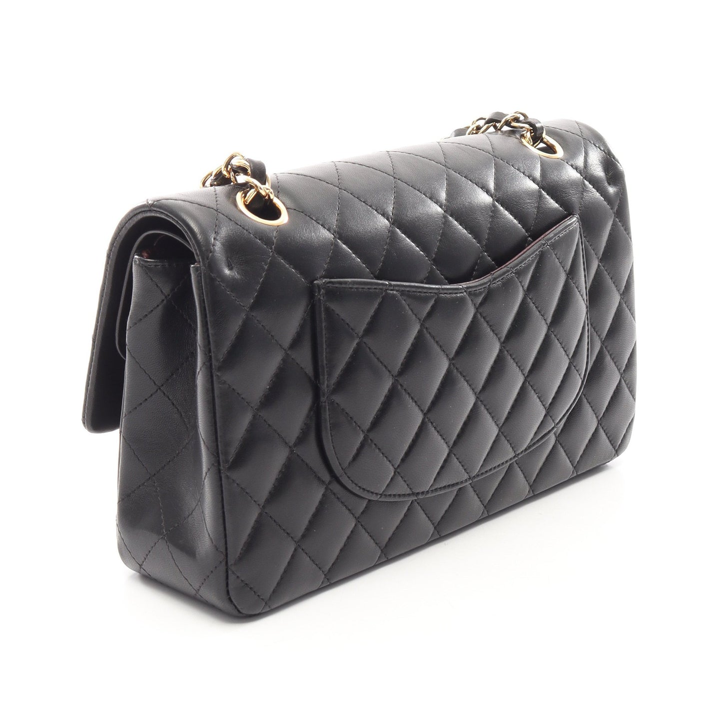 マトラッセ Wフラップ Wチェーンショルダーバッグ ラムスキン ブラック ゴールド金具 シャネル バッグ CHANEL