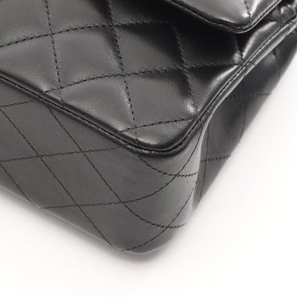 マトラッセ Wフラップ Wチェーンショルダーバッグ ラムスキン ブラック ゴールド金具 シャネル バッグ CHANEL