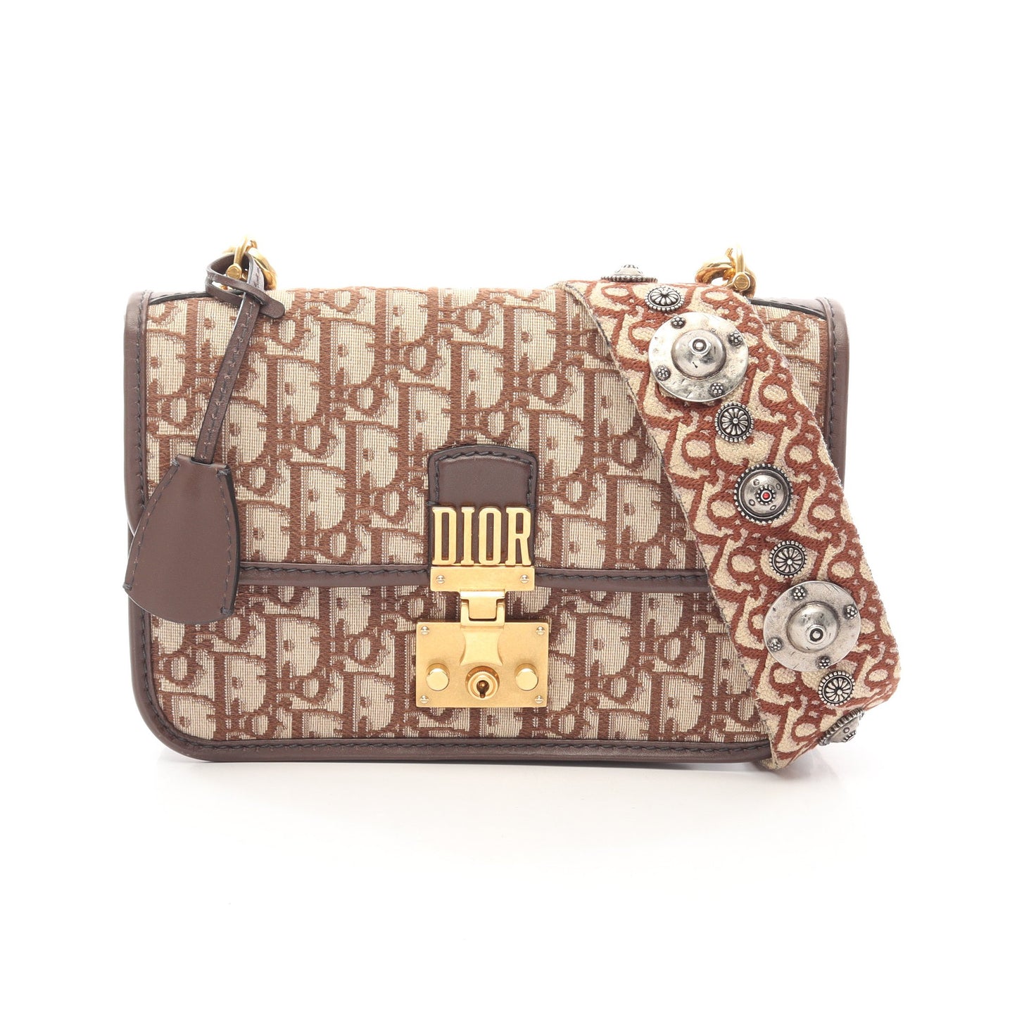 DIORADDICT ディオラディクト オブリークジャカード ショルダーバッグ キャンバス レザー ブラウン ベージュ クリスチャンディオール バッグ Christian Dior