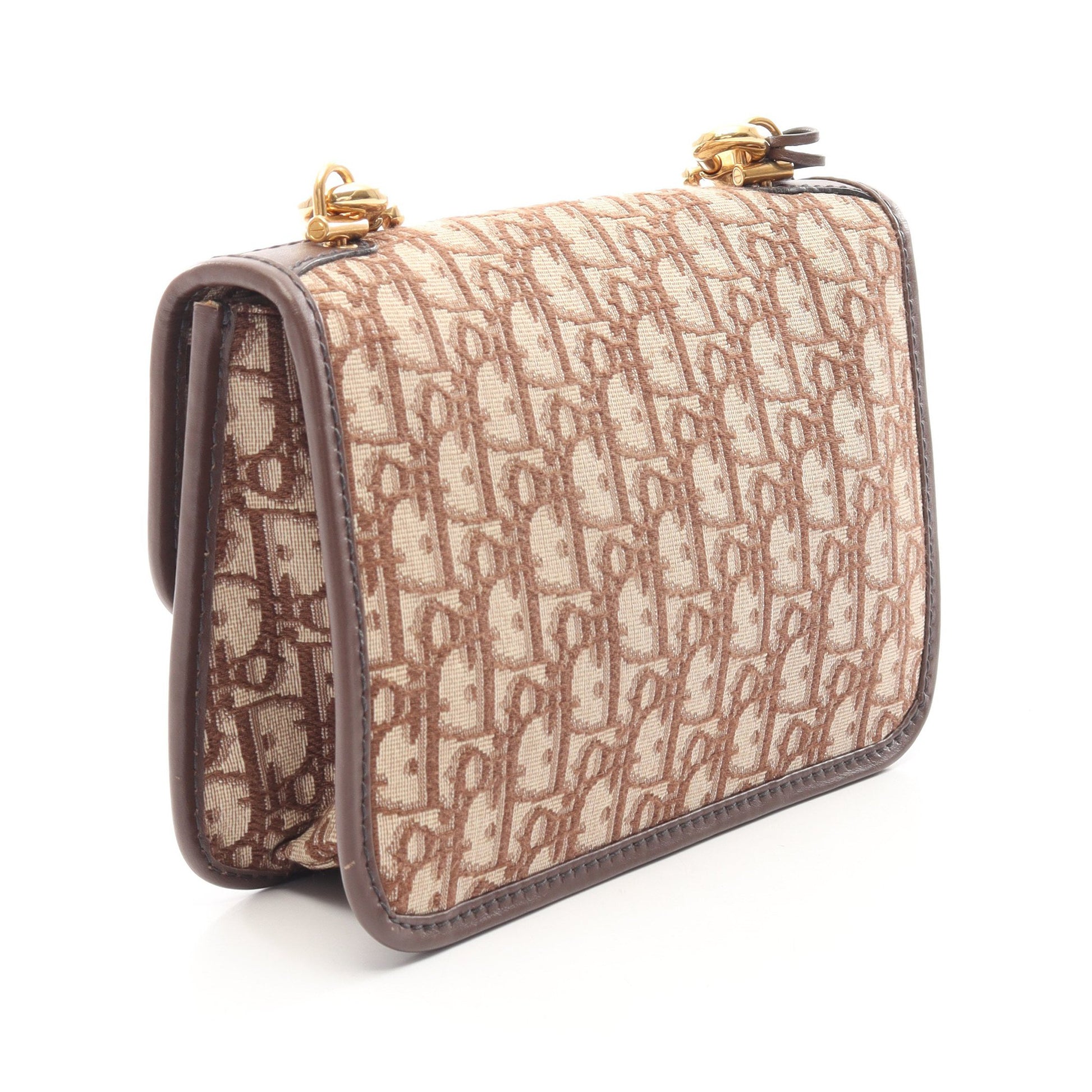 DIORADDICT ディオラディクト オブリークジャカード ショルダーバッグ キャンバス レザー ブラウン ベージュ クリスチャンディオール バッグ Christian Dior