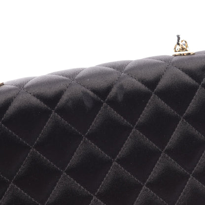 ミニマトラッセ チェーンショルダーバッグ サテン レザー ブラック ゴールド金具 シャネル