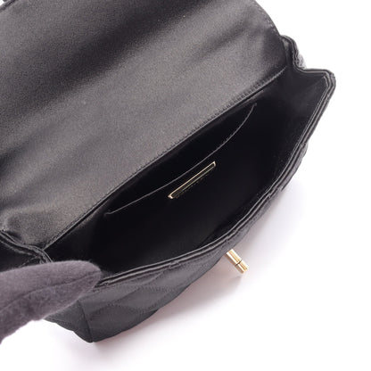 ミニマトラッセ チェーンショルダーバッグ サテン レザー ブラック ゴールド金具 シャネル