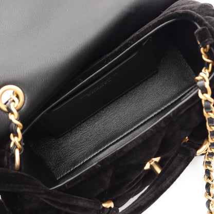 マトラッセ ミニ 2WAY チェーンショルダーバッグ ベロア レザー ブラック ゴールド金具 シャネル バッグ CHANEL