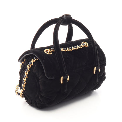 マトラッセ ミニ 2WAY チェーンショルダーバッグ ベロア レザー ブラック ゴールド金具 シャネル バッグ CHANEL