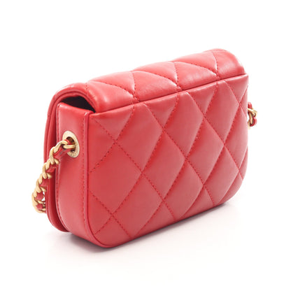 マトラッセ ミニ チェーンショルダーバッグ ラムスキン レッド ゴールド金具 シャネル バッグ CHANEL
