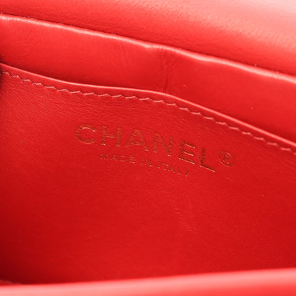 マトラッセ ミニ チェーンショルダーバッグ ラムスキン レッド ゴールド金具 シャネル バッグ CHANEL