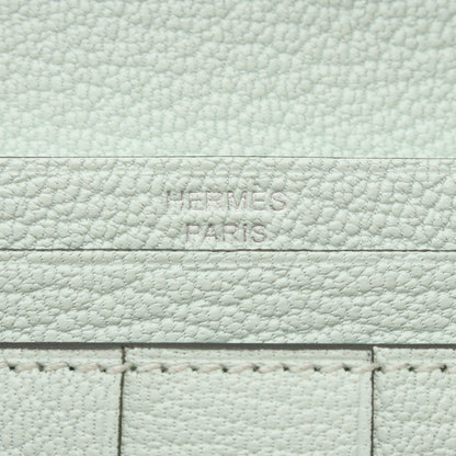 ベアンスフレ ヴェールペパーミント 二つ折り長財布 シェーブル ライトグリーン シルバー金具 W刻印 エルメス 財布・小物 HERMES