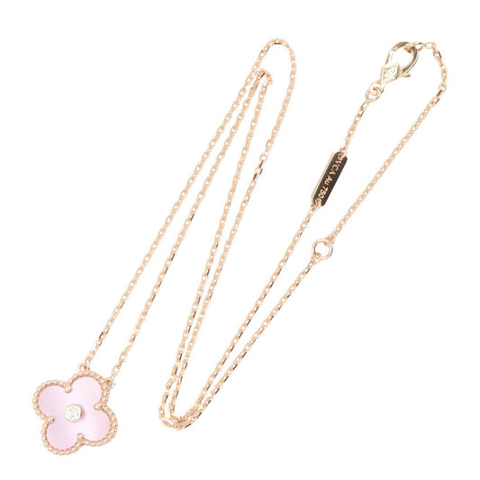 ヴィンテージアルハンブラネックレス ピンクMOP 1PD ネックレス K18PG ピンクマザーオブパール ダイヤモンド ピンクゴールド ピンク クリア ヴァンクリーフアンドアーペル アクセサリー Van Cleef & Arpels