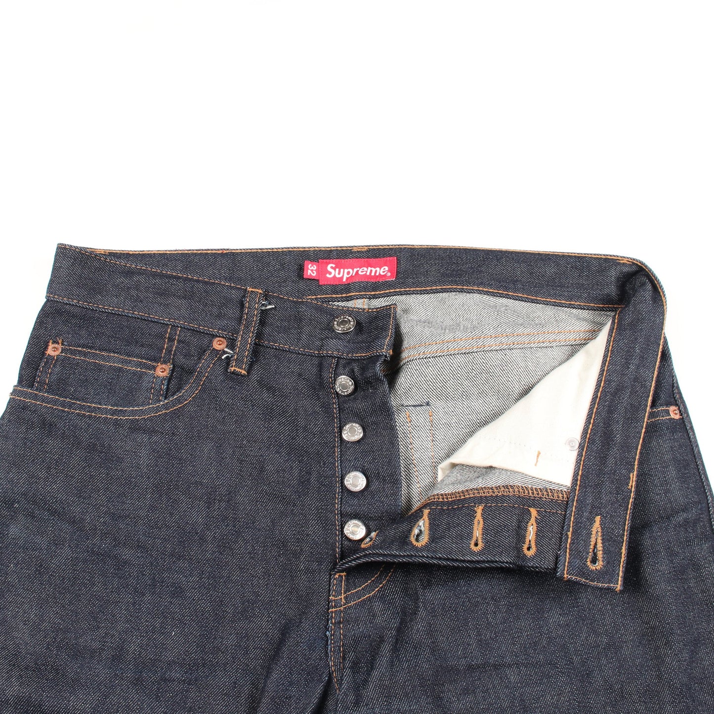 ボタンフライ デニムパンツ コットン ネイビー シュプリーム ボトムス Supreme