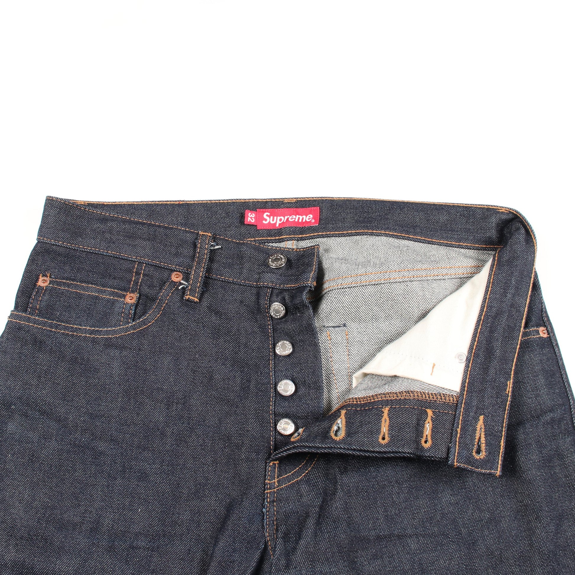 ボタンフライ デニムパンツ コットン ネイビー シュプリーム ボトムス Supreme