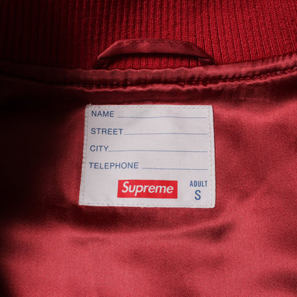 PAINTED WORM LEATHER VARSITY JACKET スタジャン レザー ピンクレッド シュプリーム アウター Supreme