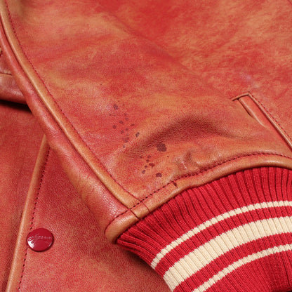 PAINTED WORM LEATHER VARSITY JACKET スタジャン レザー ピンクレッド シュプリーム アウター Supreme