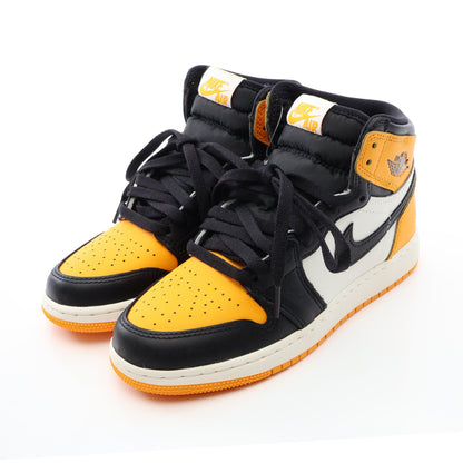 GS Air Jordan 1 Retro High OG キッズ ハイカットスニーカー レザー ファブリック ブラック ホワイト オレンジ ナイキ