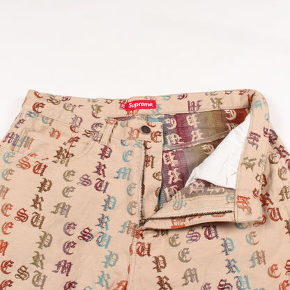Gradient Jacquard Denim Short ロゴ総柄 ショート デニムパンツ コットン ベージュ マルチカラー シュプリーム ボトムス Supreme