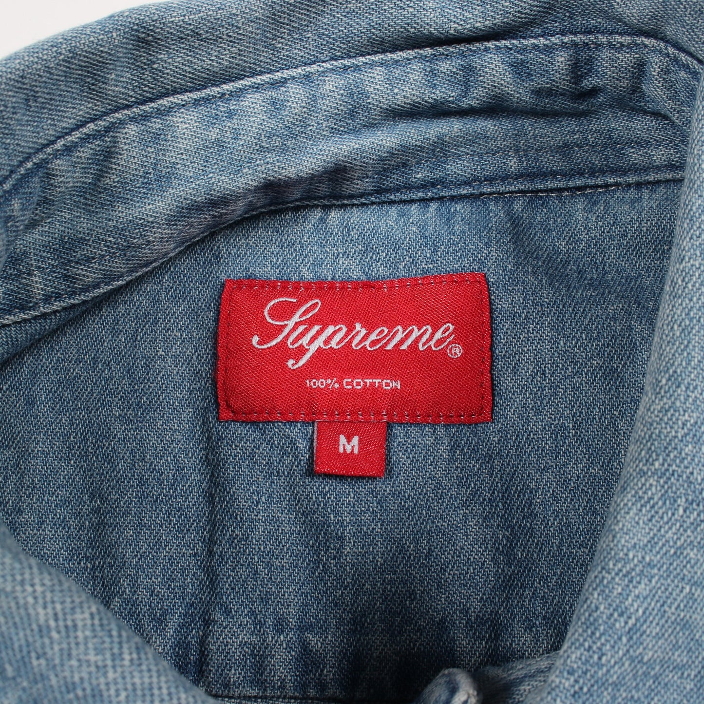 ロゴ刺繍 半袖 デニムシャツ コットン ブルー シュプリーム トップス Supreme