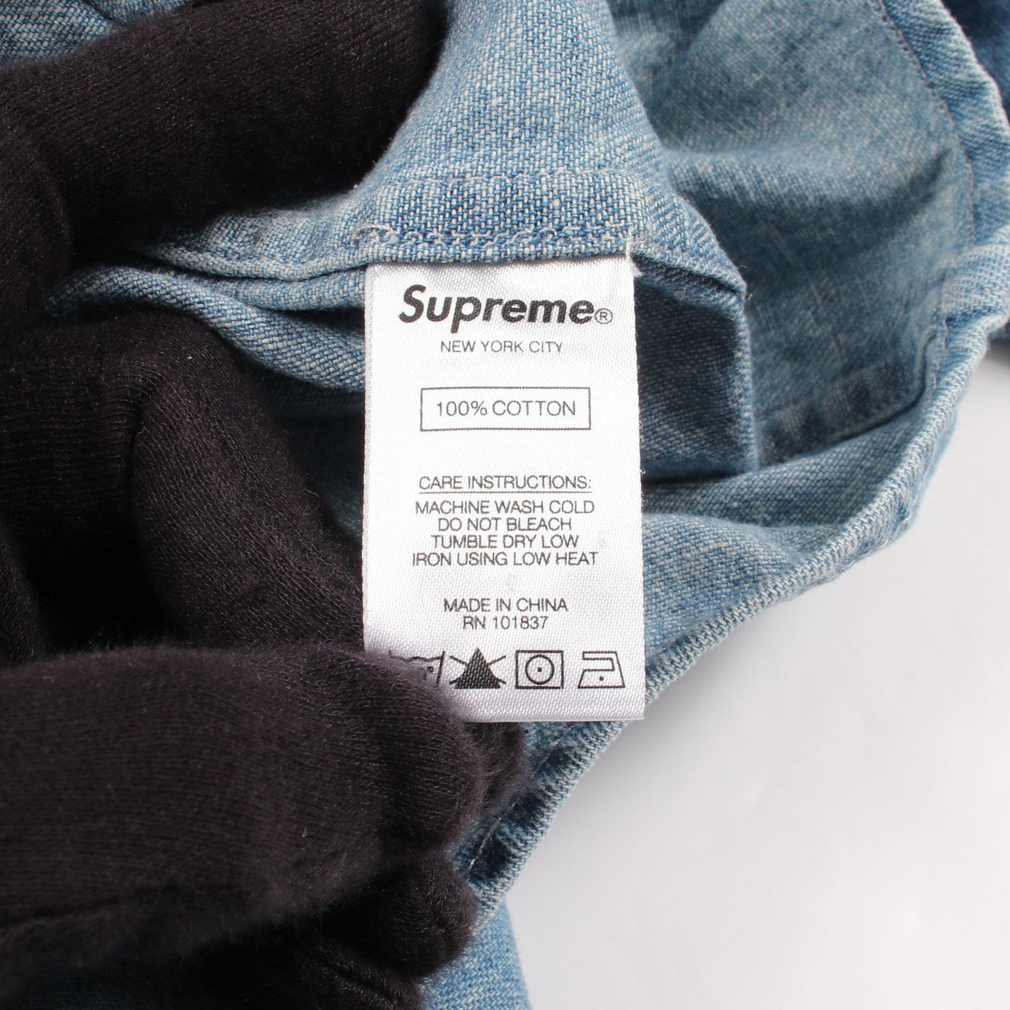 ロゴ刺繍 半袖 デニムシャツ コットン ブルー シュプリーム トップス Supreme