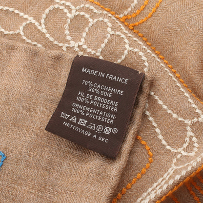 カレ90 BRIDES de GALA BRODE AU FIL スカーフ カシミヤ シルク ライトブラウン マルチカラー エルメス 財布・小物 HERMES