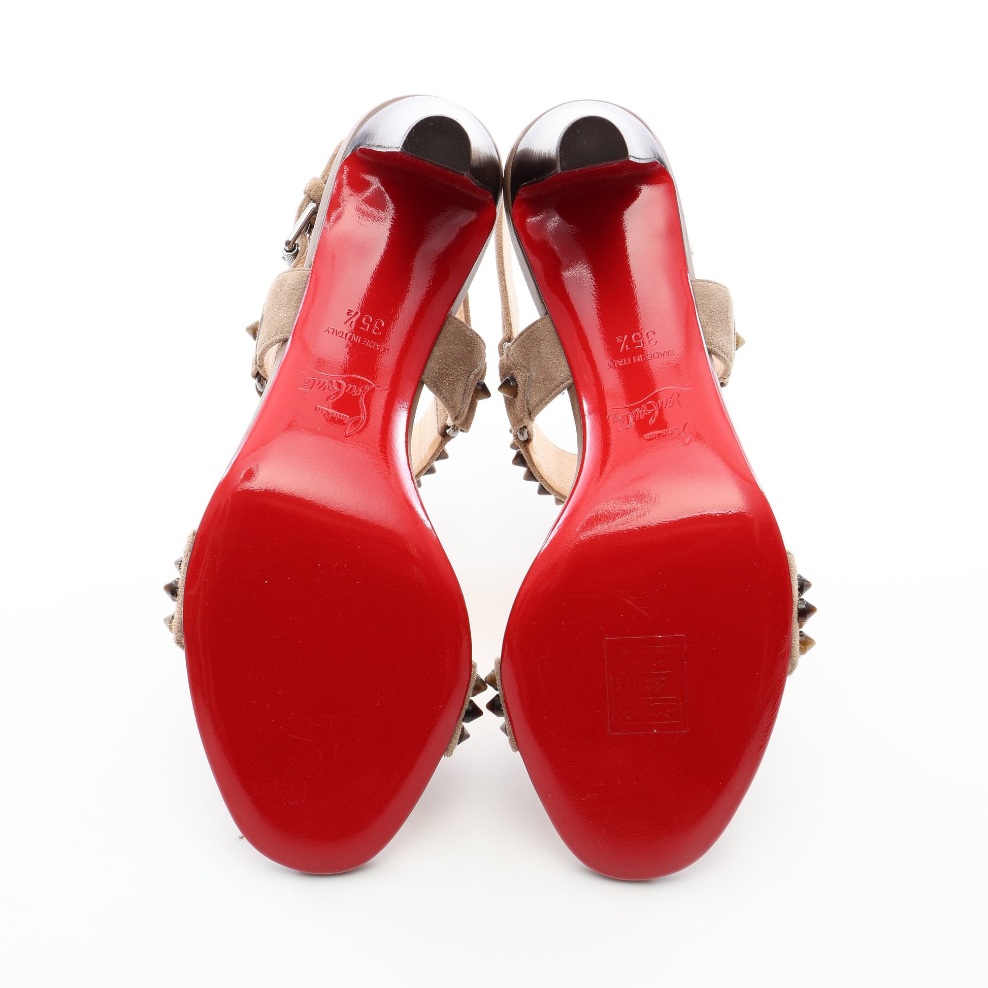 BIKEE BIKE スパイクスタッズ サンダル スエード グレーベージュ クリスチャンルブタン シューズ Christian Louboutin