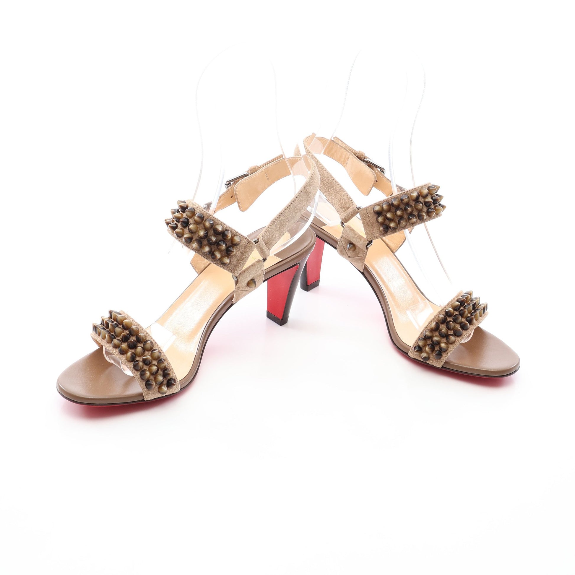 BIKEE BIKE スパイクスタッズ サンダル スエード グレーベージュ クリスチャンルブタン シューズ Christian Louboutin