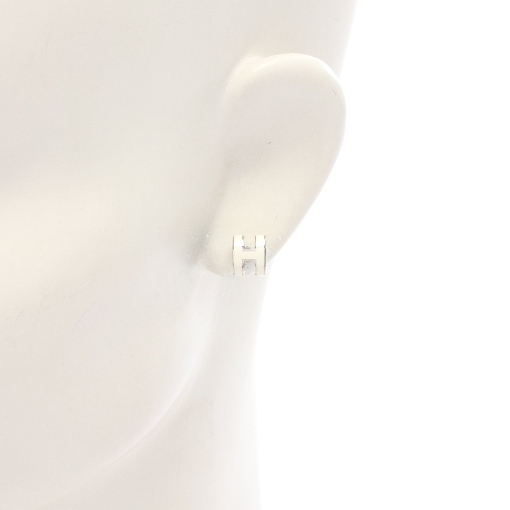 MINI POP H ミニポップアッシュ ピアス シルバー アイボリー エルメス アクセサリー HERMES