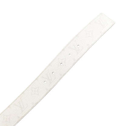 LVイニシャル 40MM リバーシブル モノグラム タイガ シルバー金具 ベルト PVC レザー ホワイト ルイヴィトン