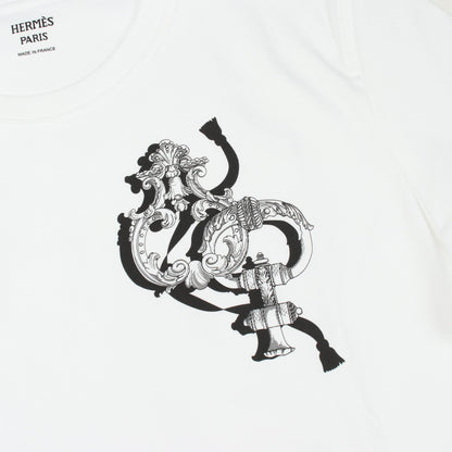 2026SS Printed straight t-shirt カルトゥッシュ 半袖Tシャツ コットン ホワイト エルメス