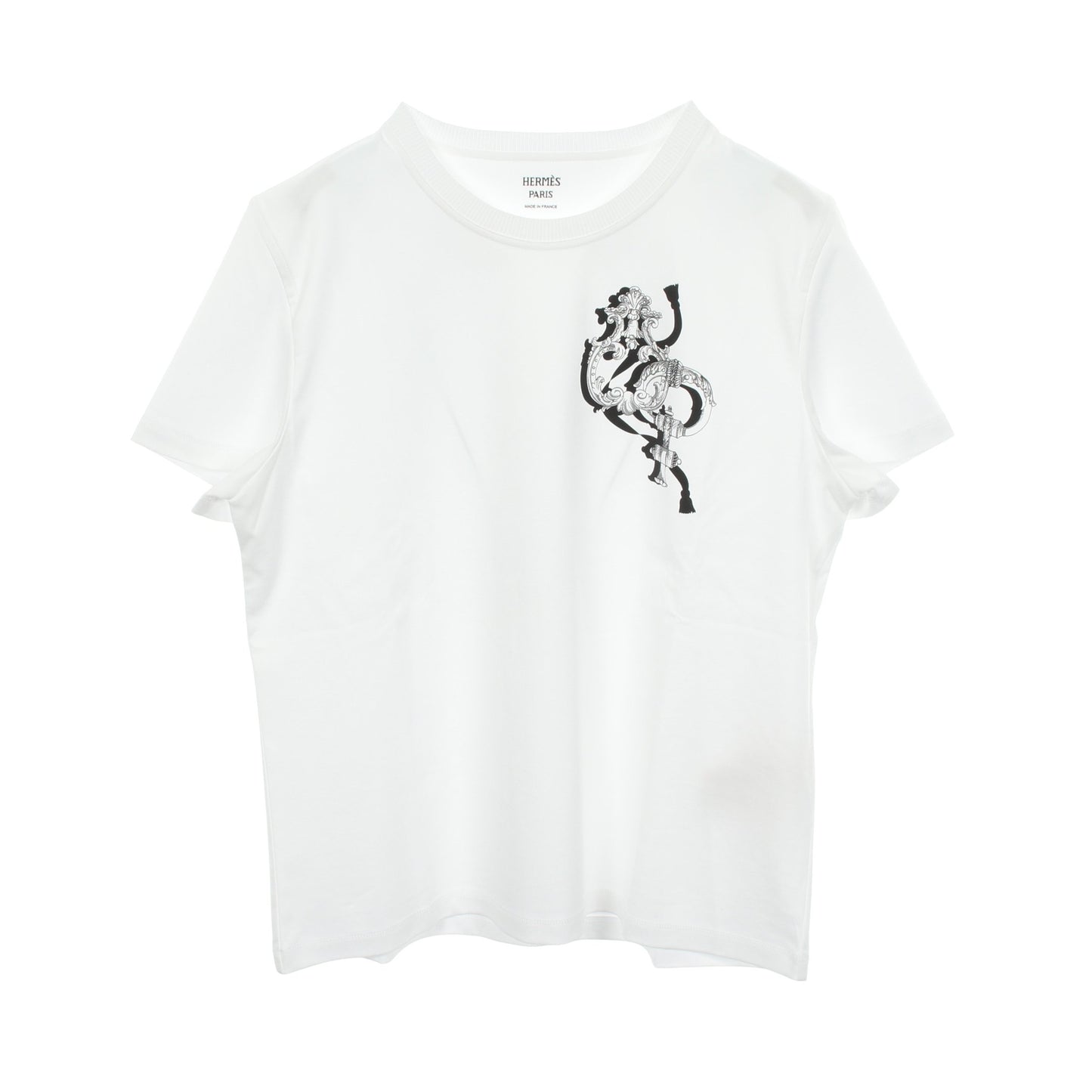 2026SS Printed straight t-shirt カルトゥッシュ 半袖Tシャツ コットン ホワイト エルメス