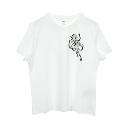 2026SS Printed straight t-shirt カルトゥッシュ 半袖Tシャツ コットン ホワイト エルメス