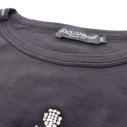 ビジュー付き 半袖Tシャツ コットン ブラック ドルチェアンドガッバーナ