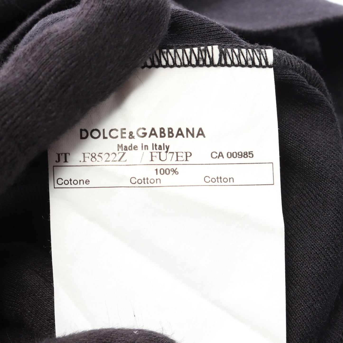 ビジュー付き 半袖Tシャツ コットン ブラック ドルチェアンドガッバーナ