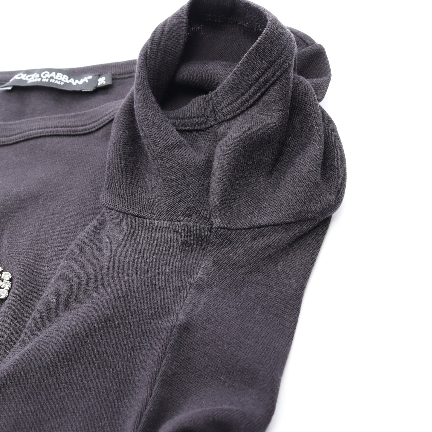 ビジュー付き 半袖Tシャツ コットン ブラック ドルチェアンドガッバーナ
