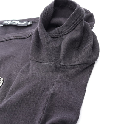 ビジュー付き 半袖Tシャツ コットン ブラック ドルチェアンドガッバーナ