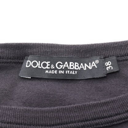 ビジュー付き 半袖Tシャツ コットン ブラック ドルチェアンドガッバーナ