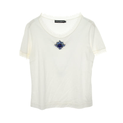 ビジュー 半袖Tシャツ コットン ホワイト ドルチェアンドガッバーナ
